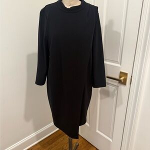 Boston proper. Black Dress. XL. Long Sleeve. Faux Wrap. Rayon Blend. Zip Close.